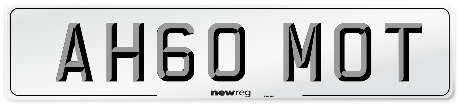 AH60 MOT Number Plate from New Reg